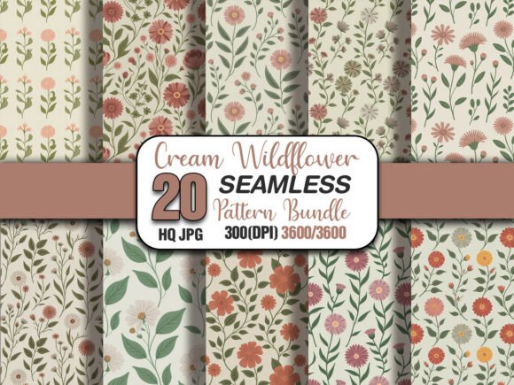 Download Cream Wildflower Pattern Bundle - Bundle Collection