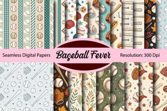 Download BASEBALL FEVER Seamless Digital Paper - Baseball fever Collection