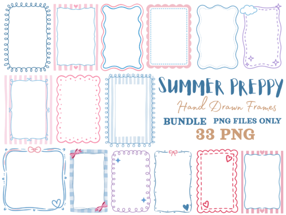 Download Preppy Summer Frames PNG Bundle – Hand D - Bundle Collection