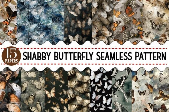 Download Shabby Butterfly Seamless Pattern Bundle - Bundle Collection
