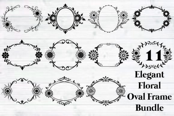 Download Elegant Floral Oval Frame Bundle - Bundle Collection