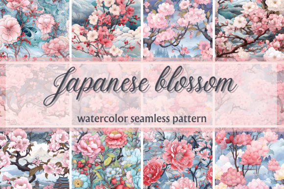 Download Japanese Blossom Watercolor Pattern - Premium Resources