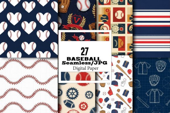 Download Seamless Baseball Digital Paper Bundle - Bundle Collection