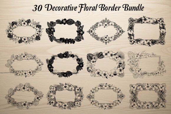 Download 30 Decorative Floral Border Bundle - Bundle Collection