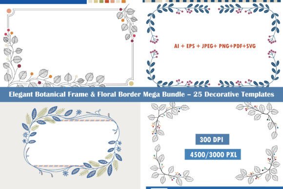 Download 25 Botanical Frame &amp; Border Bundle - Bundle Collection