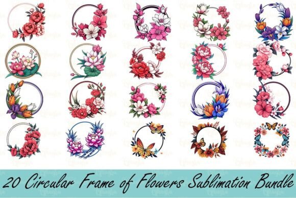 Download Circular Frame of Flowers Bundle - Bundle Collection