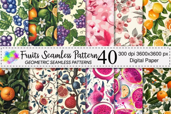 Download Fruits Seamless Pattern Bundle - Bundle Collection