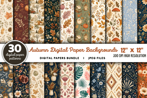 Download Autumn Digital Paper Background Bundle - Bundle Collection