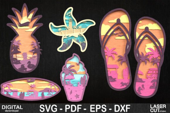 Download Tropical Beach Layered SVG Bundle - Bundle Collection