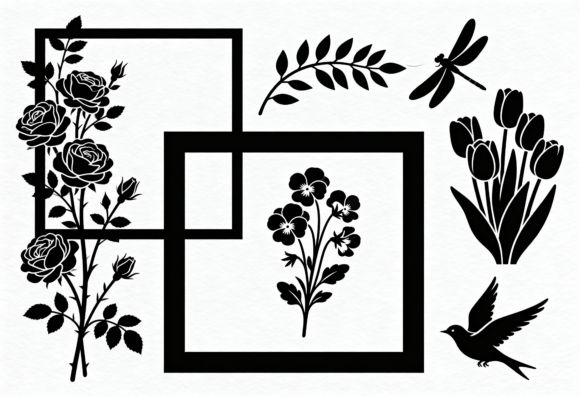 Download Black Floral Silhouettes SVG Bundle - Bundle Collection
