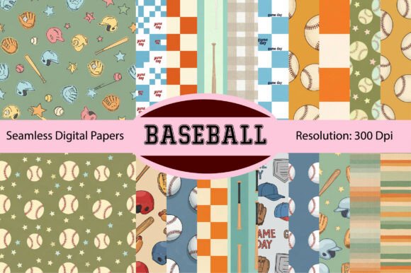 Download BASEBALL FEVER, Digital Paper - Baseball fever Collection