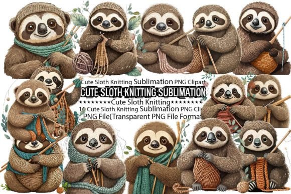 Download Cute Sloth Knitting Sublimation Bundle - Bundle Collection