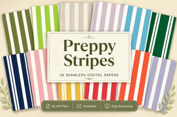 Download Preppy Stripes Pattern Digital Bundle - Bundle Collection