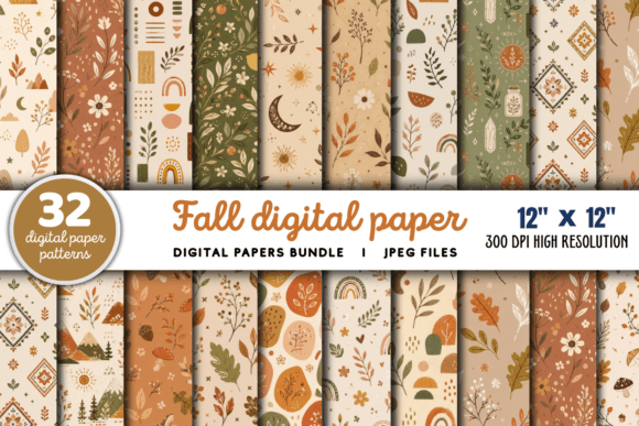 Download Fall Digital Paper Bundle - Bundle Collection