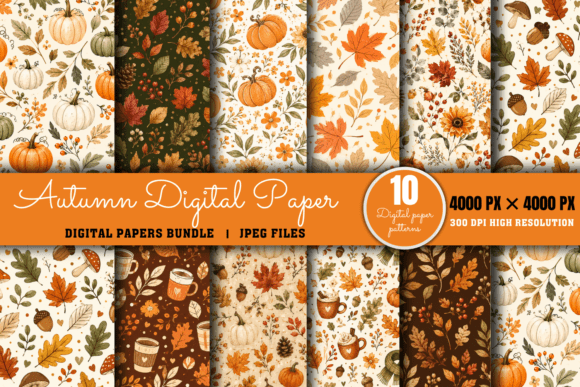 Download Autumn Digital Paper Bundle, Fall Digita - Bundle Collection