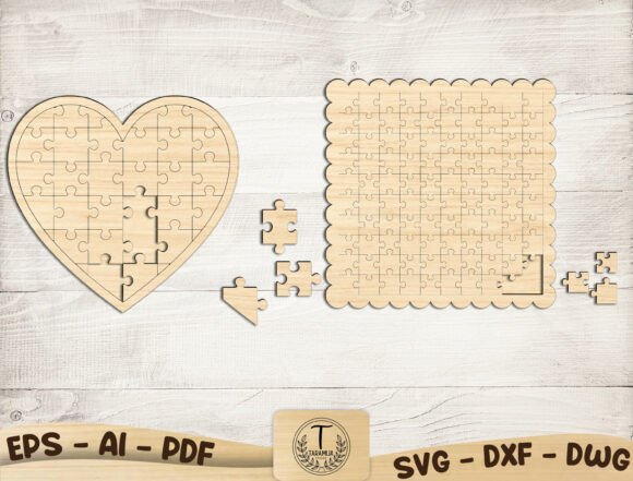 Download Heart &amp; Square Jigsaw Puzzle SVG Bundle - Bundle Collection