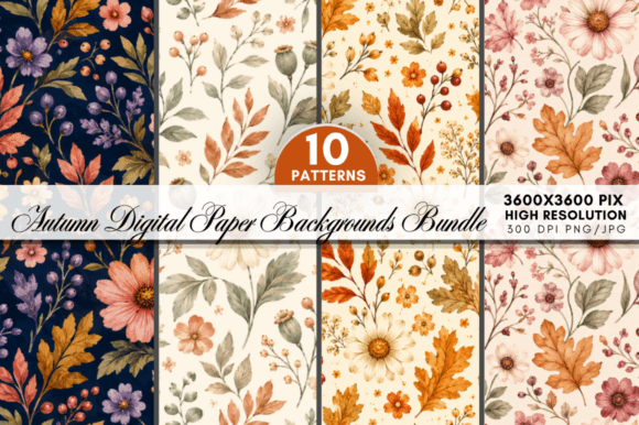 Download Autumn Digital Paper Bundle,Pumpkin - Bundle Collection