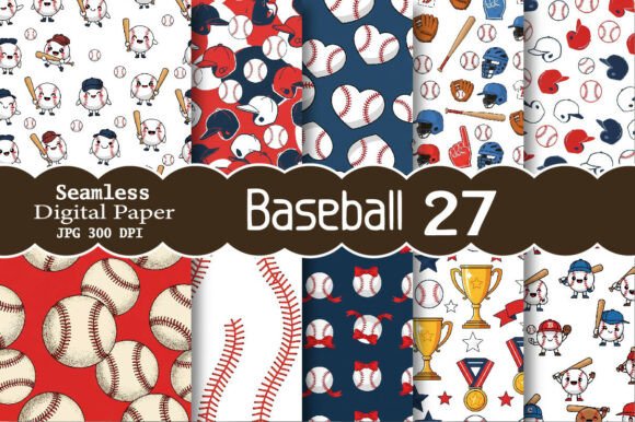 Download Seamless Baseball Digital Paper Bundle - Bundle Collection